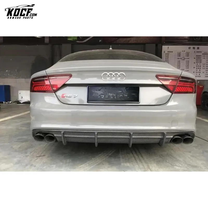 2012-15 PD Style Carbon Fiber Rear Bumper Lip Diffuser Spoiler For Audi A7 S-line S7