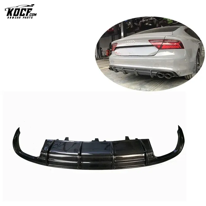 2012-15 PD Style Carbon Fiber Rear Bumper Lip Diffuser Spoiler For Audi A7 S-line S7