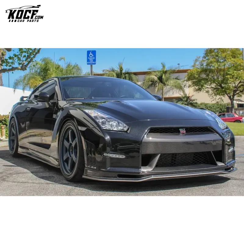 2012-2016 NSM Style Carbon Fiber Front Bumper Front Lip Splitter With Brake Duct For Nissan GTR R35