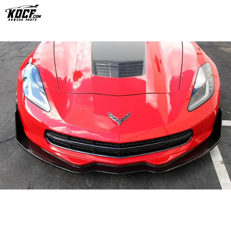 2013 Carbon Fiber Front Bumper Splitter Lip with Canards For Corvette C7 Z06