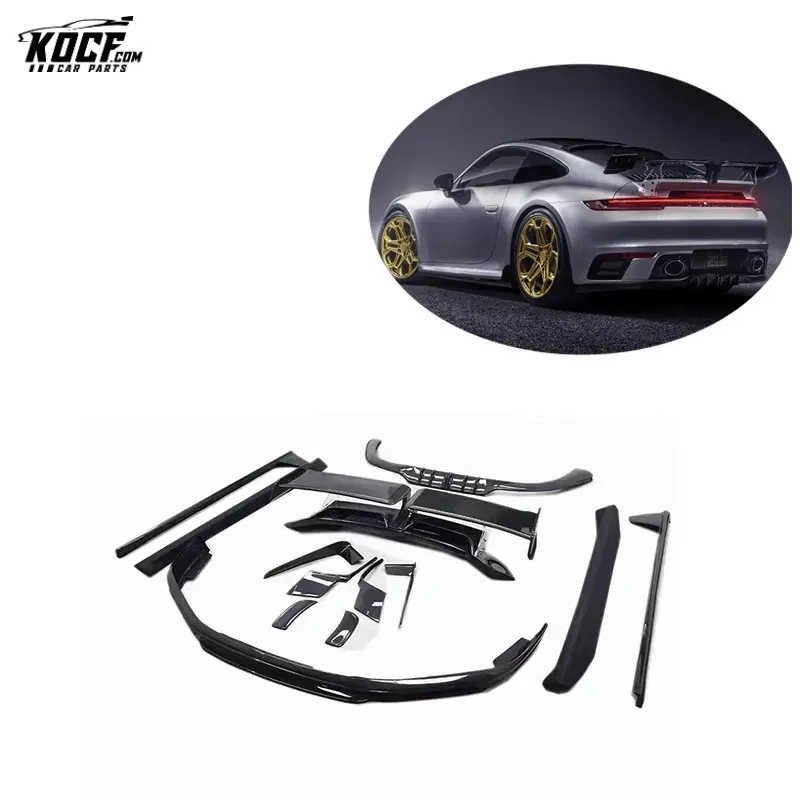 2020 TA style Carbon Fiber Body kit Front Lip Spoiler Side Skirts Diffuser For Porsche 911 992 Carrera S