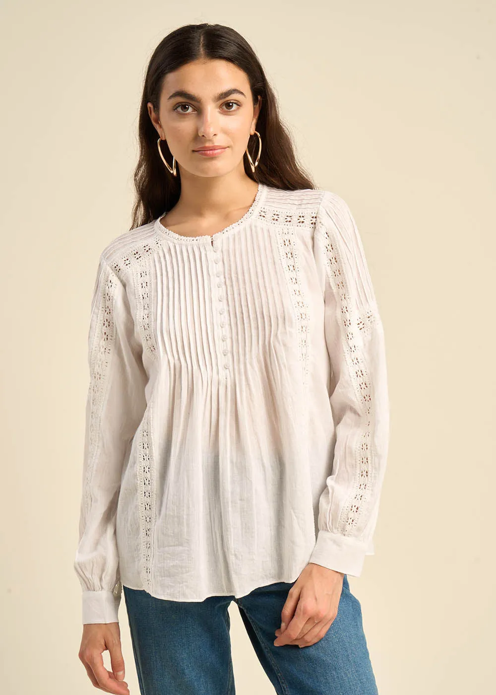 Blouse brodée en gaze de coton