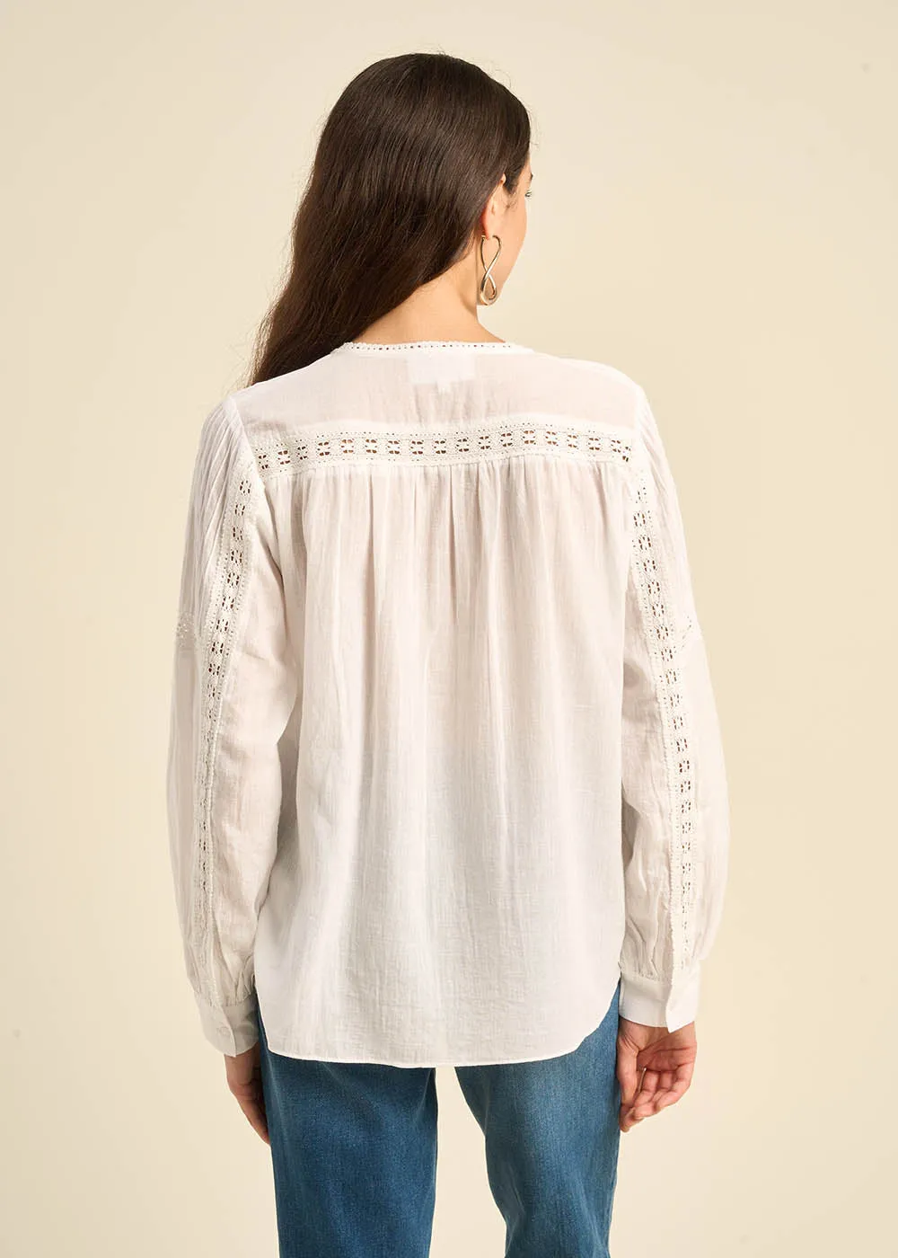 Blouse brodée en gaze de coton