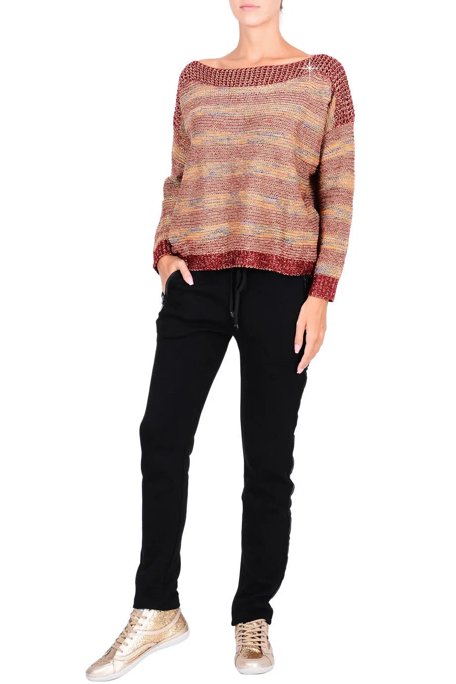 C BLOCK FANTASY Red Tweed Effect Sweater