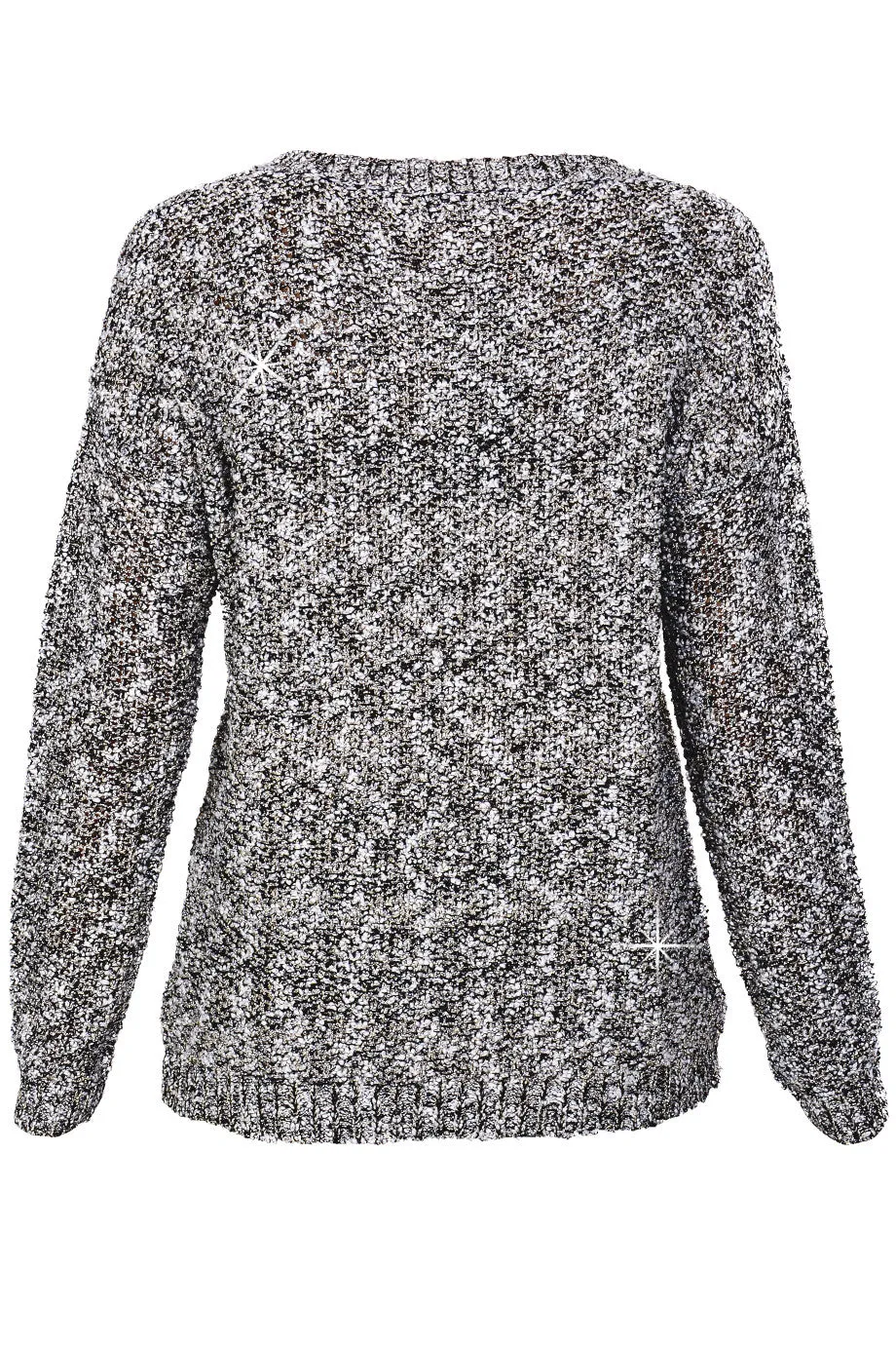 C BLOCK NAOMI Black White Tweed Effect Sweater