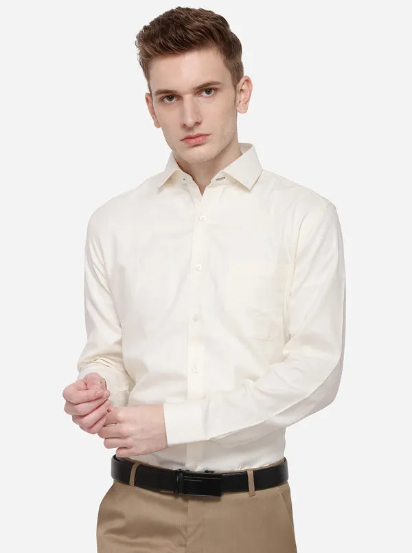 Cream Dobby Slim Fit Formal Shirt | Metal