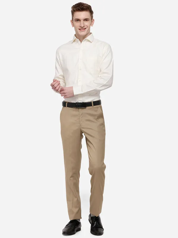 Cream Dobby Slim Fit Formal Shirt | Metal