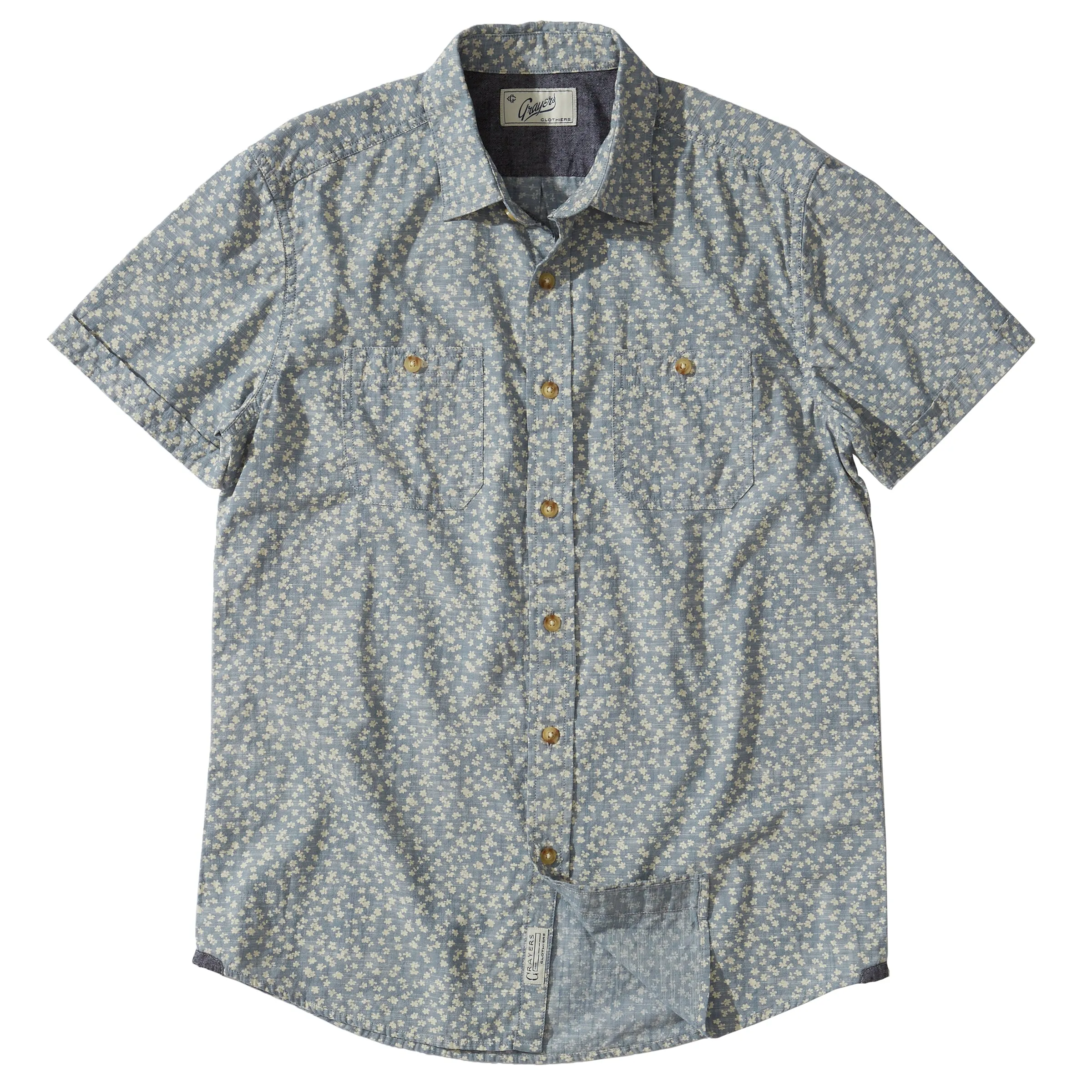 Drayton Printed Chambray Shirt - Aegean Blue Whisper (Final Sale)