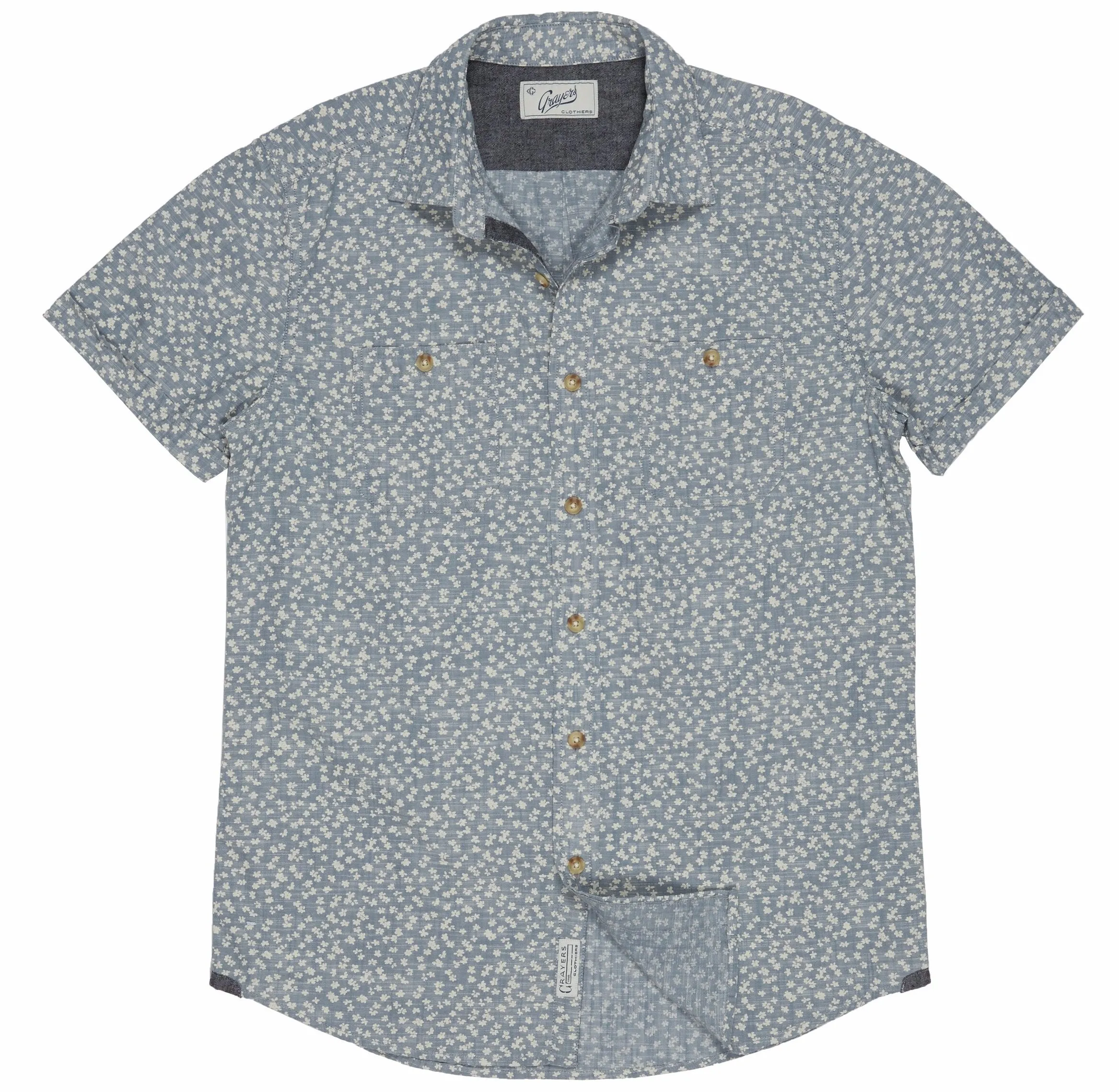 Drayton Printed Chambray Shirt - Aegean Blue Whisper (Final Sale)