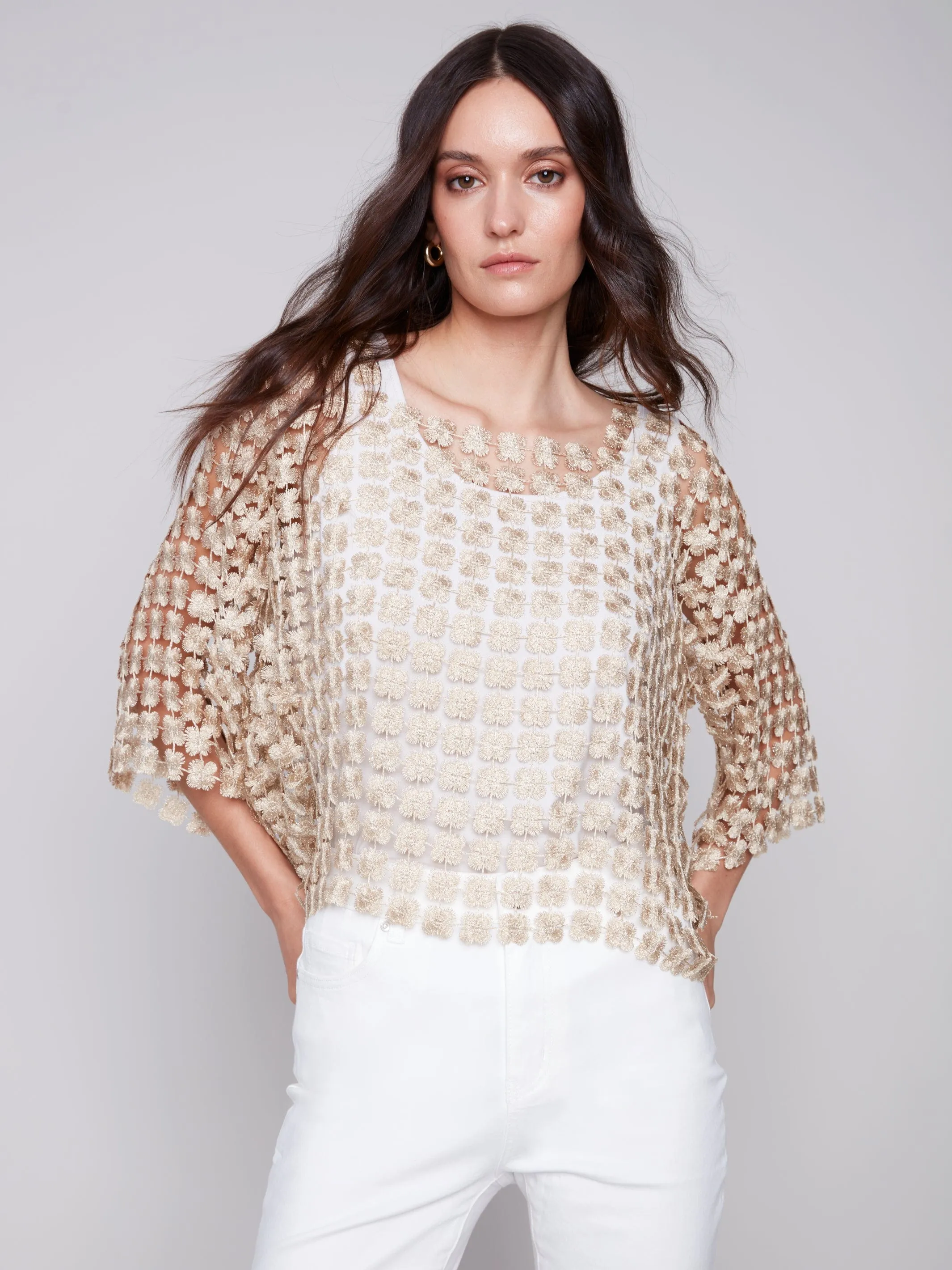 Floral Textured Elegant Blouse by Charlie B