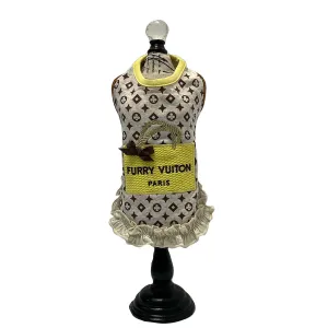 Furry Vuiton Shopping Bag Mimosa Ruffle Dog Dress