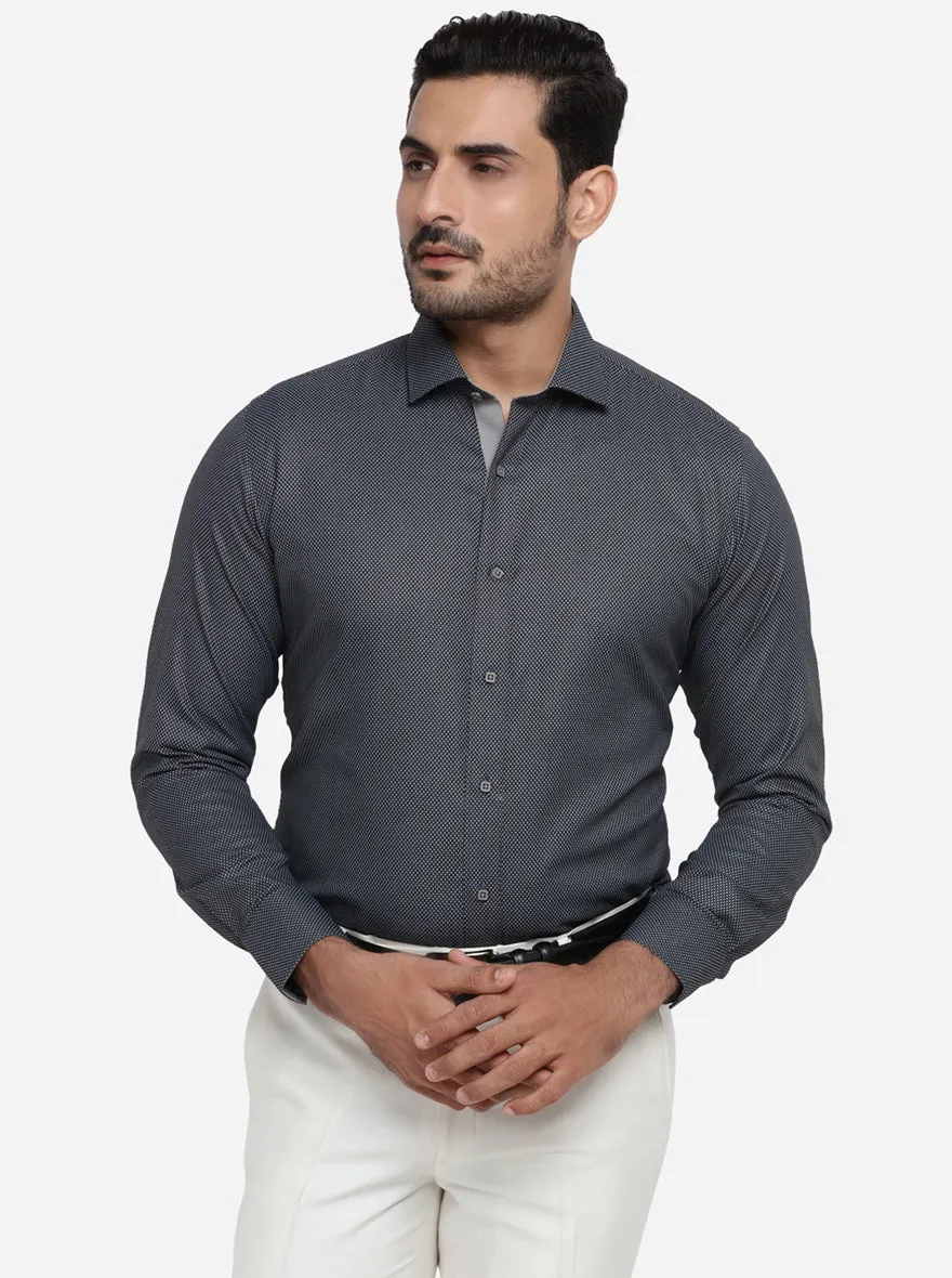 Grey Dobby Slim Fit Party wear Shirt | Greenfibre