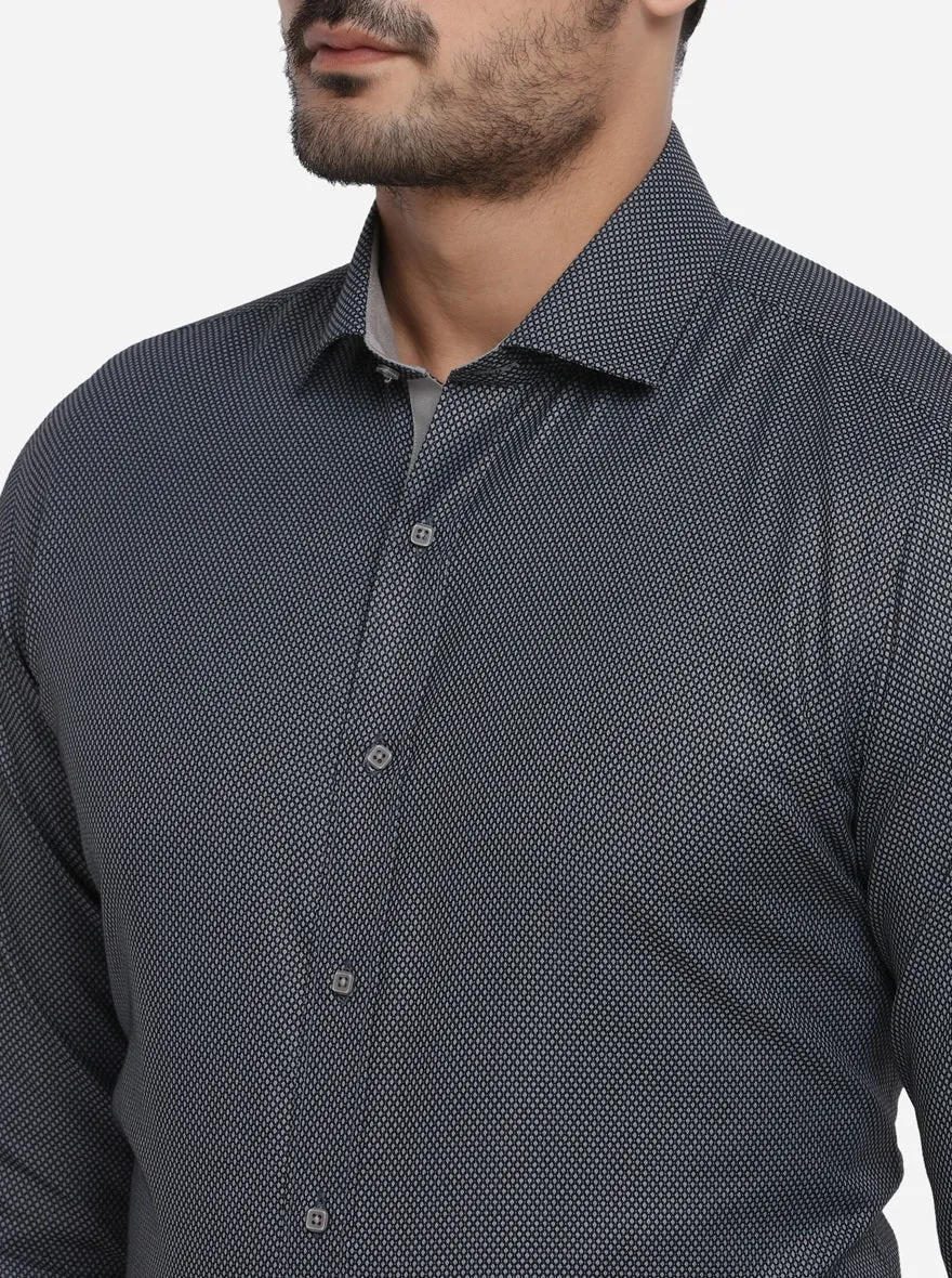 Grey Dobby Slim Fit Party wear Shirt | Greenfibre