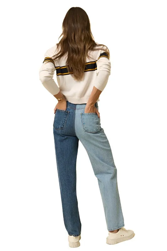 High Waist Crossover Straight Jeans