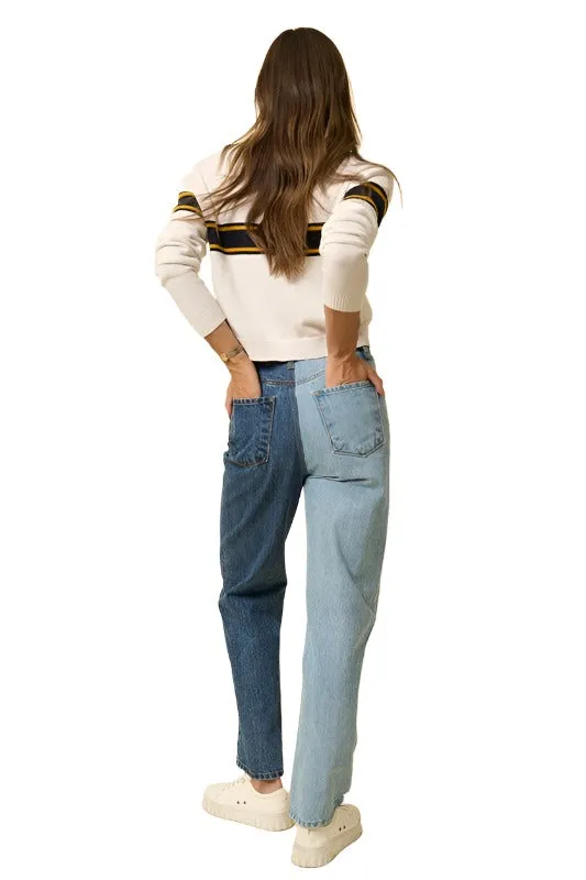 High Waist Crossover Straight Jeans