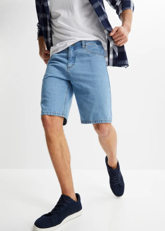 Jeans shorts with side elastic waistband classic fit John Baner Jeanswear, blue