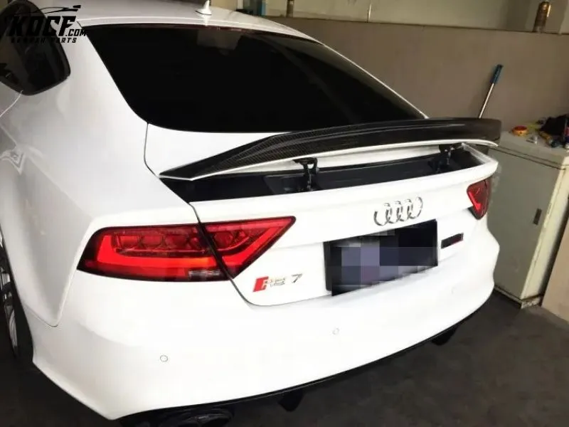 KZ style carbon fiber rear trunk spoiler for Audi A7 S7 RS7 13-15