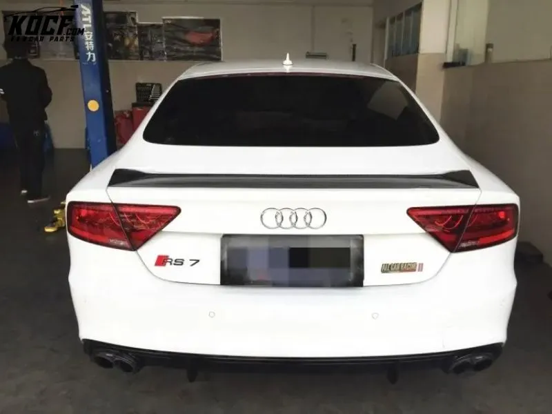 KZ style carbon fiber rear trunk spoiler for Audi A7 S7 RS7 13-15