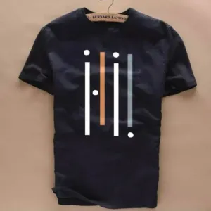 Men's Black Cotton Printed Round Neck Tees