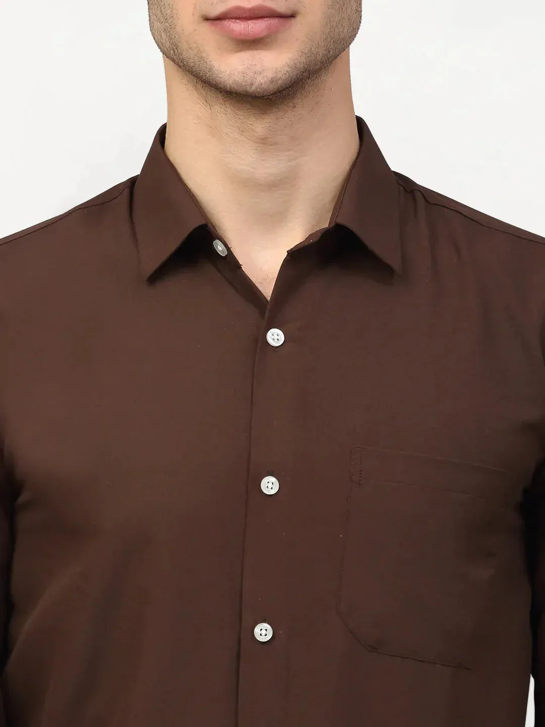 Men's Brown Solid Formal Shirts - Taantav