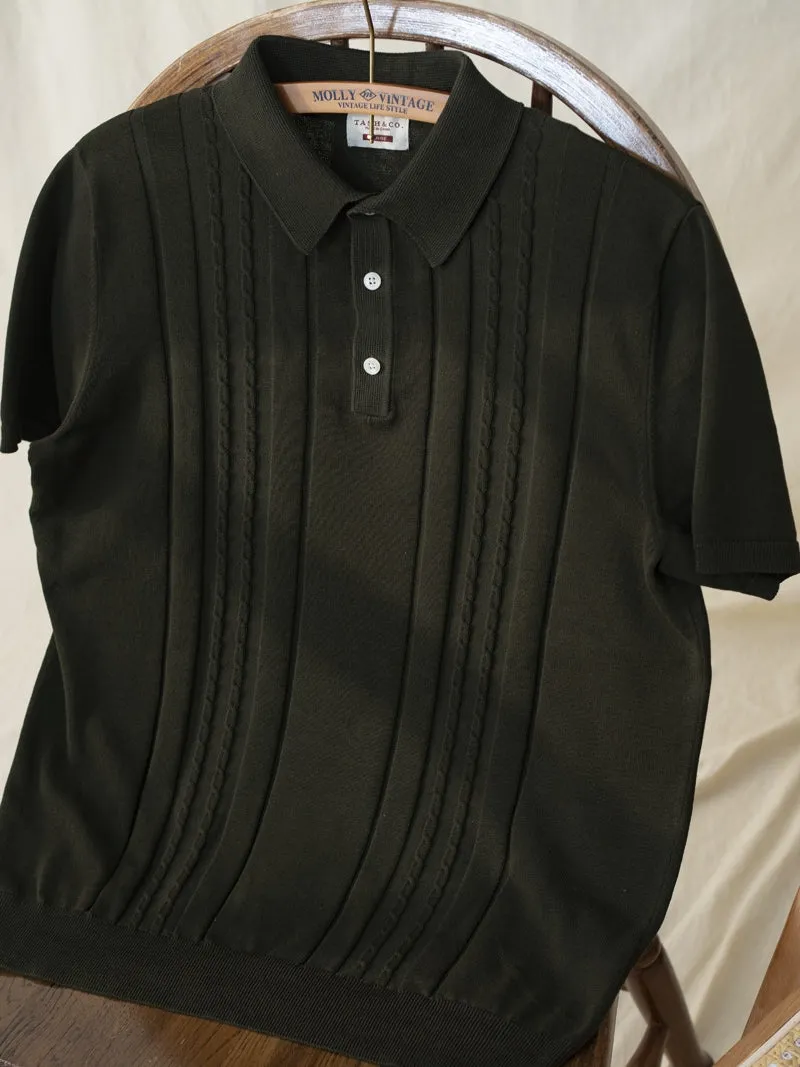 Men's Cable Jacquard Polo Shirt