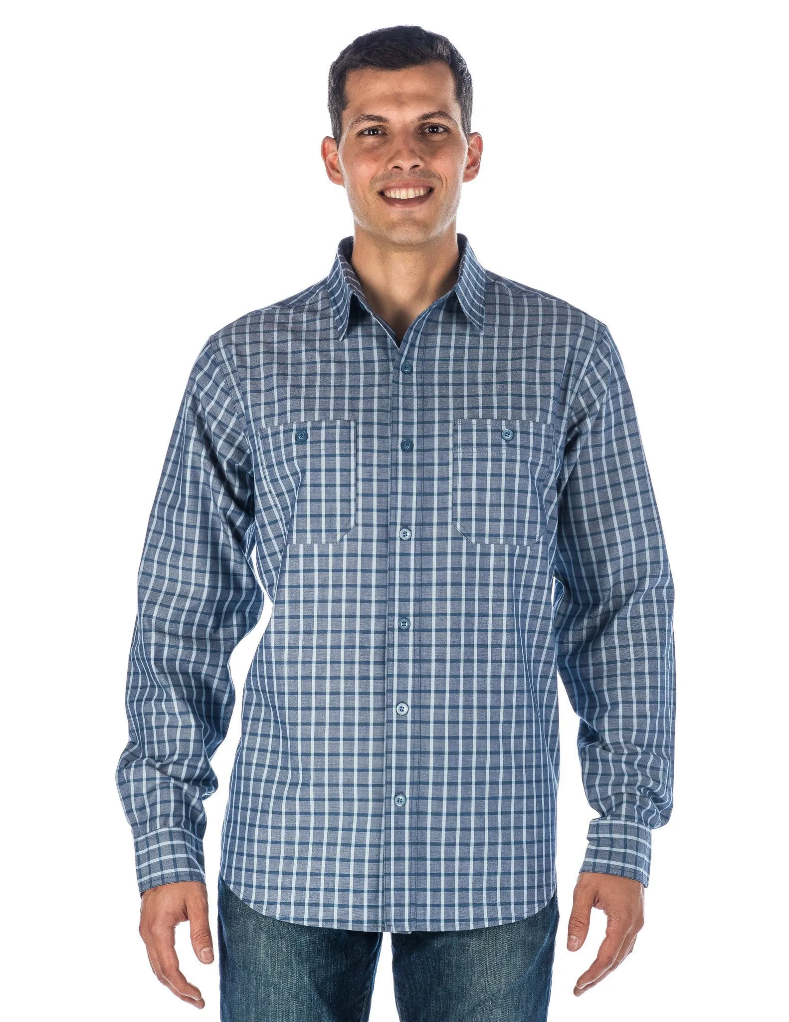 Men's Comfort-Fit Cotton Chambray Casual Shirt