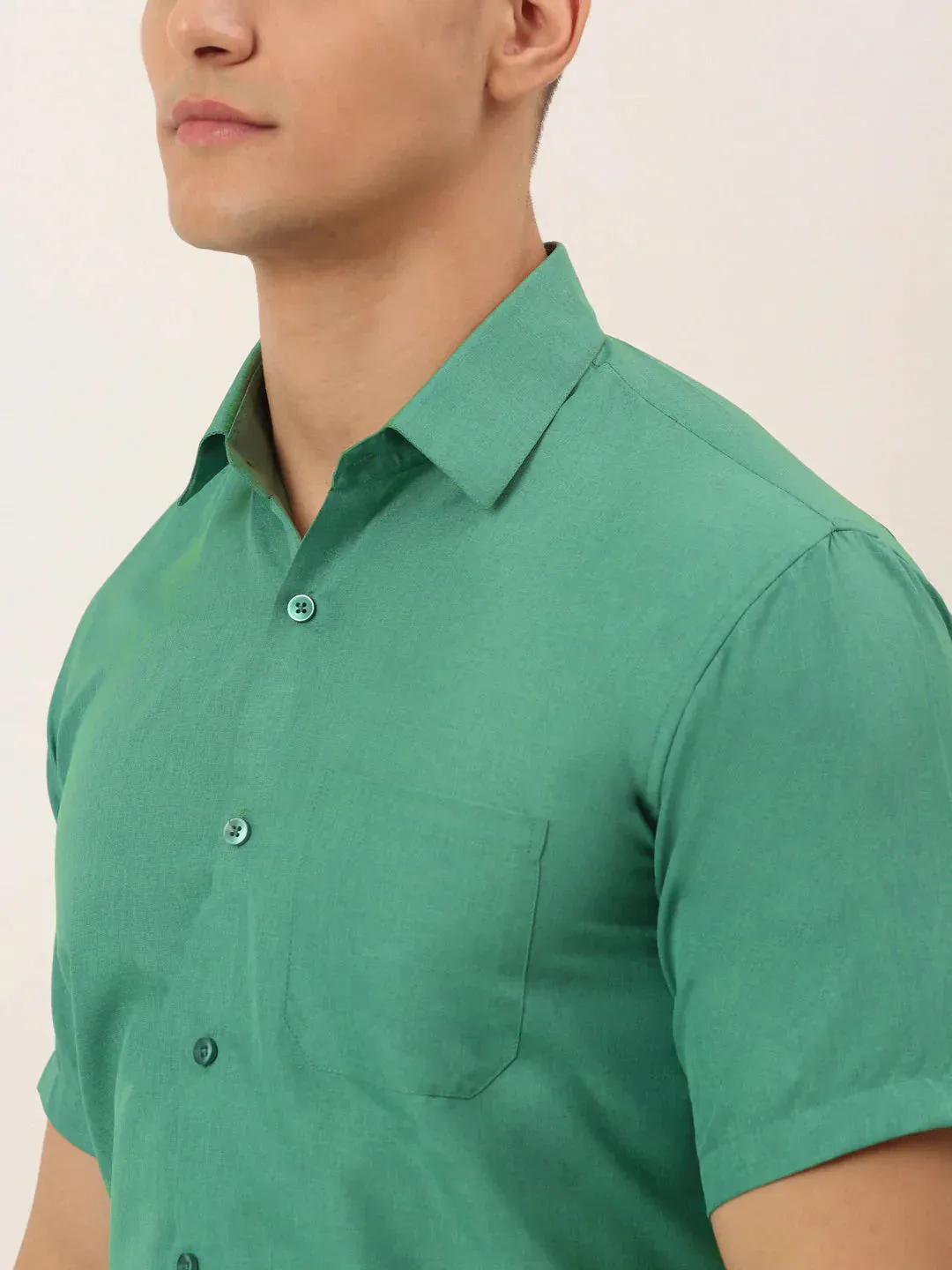 Men'S Cotton Solid Half Sleeve Formal Shirts