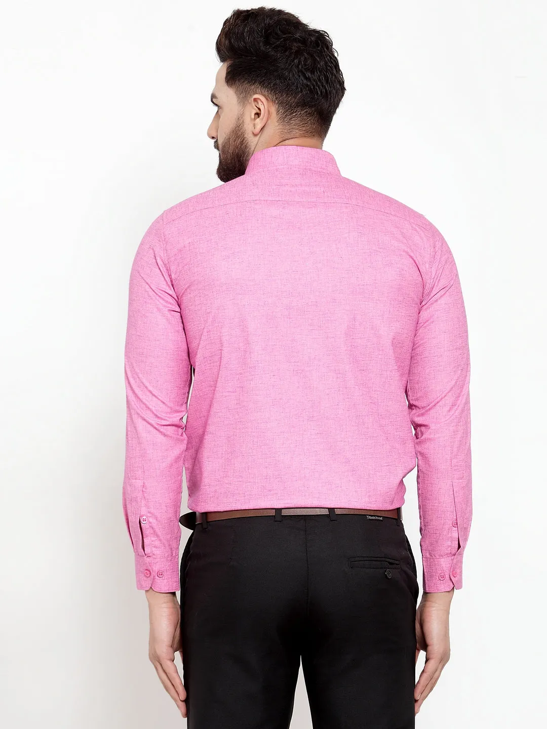 Men's Pink Cotton Solid Button Down Formal Shirts ( SF 753Pink ) - Jainish