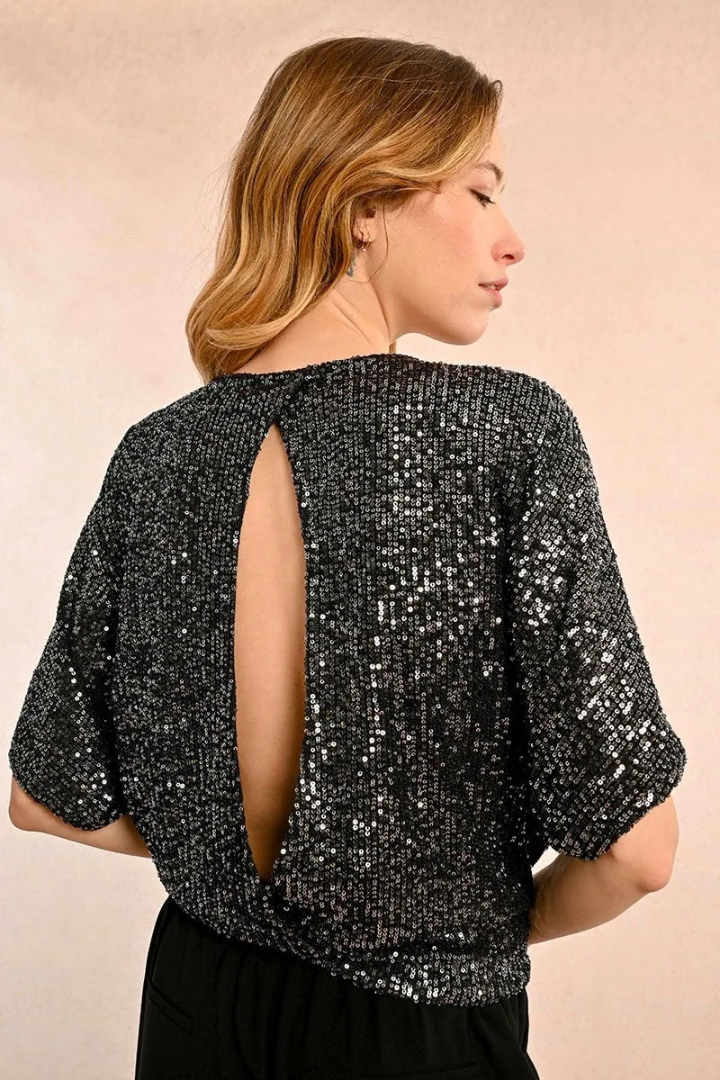 Molly Bracken Sequin Top Gun Metal