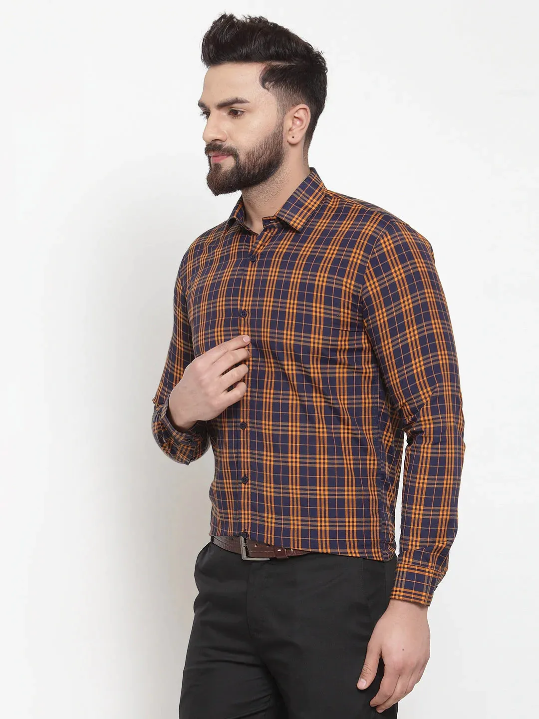 Multi Men'S Cotton Checked Formal Shirts