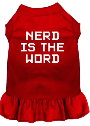 Nerd Is The Word Screen Print Dress Red Lg (14)