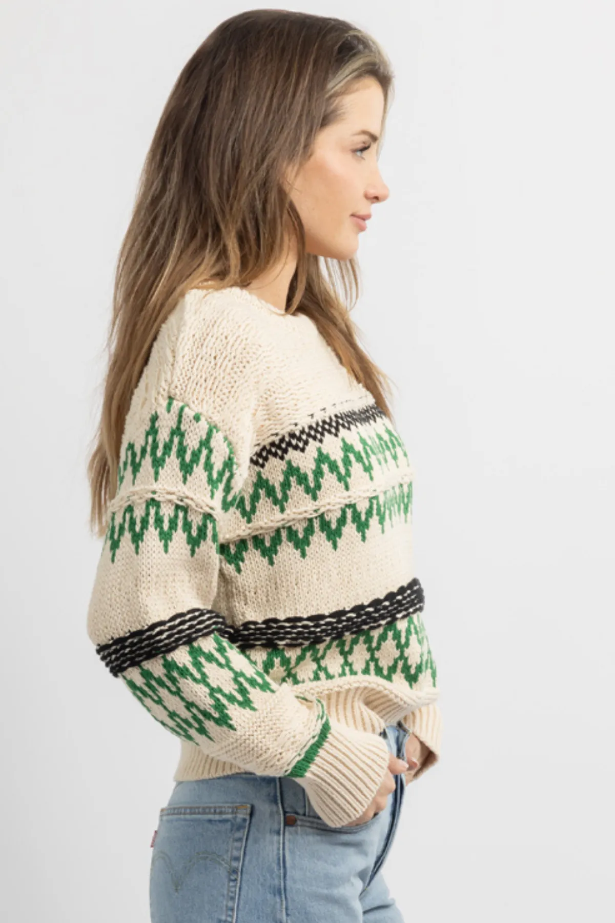 NORDIC NAVY PATTERNED SWEATER