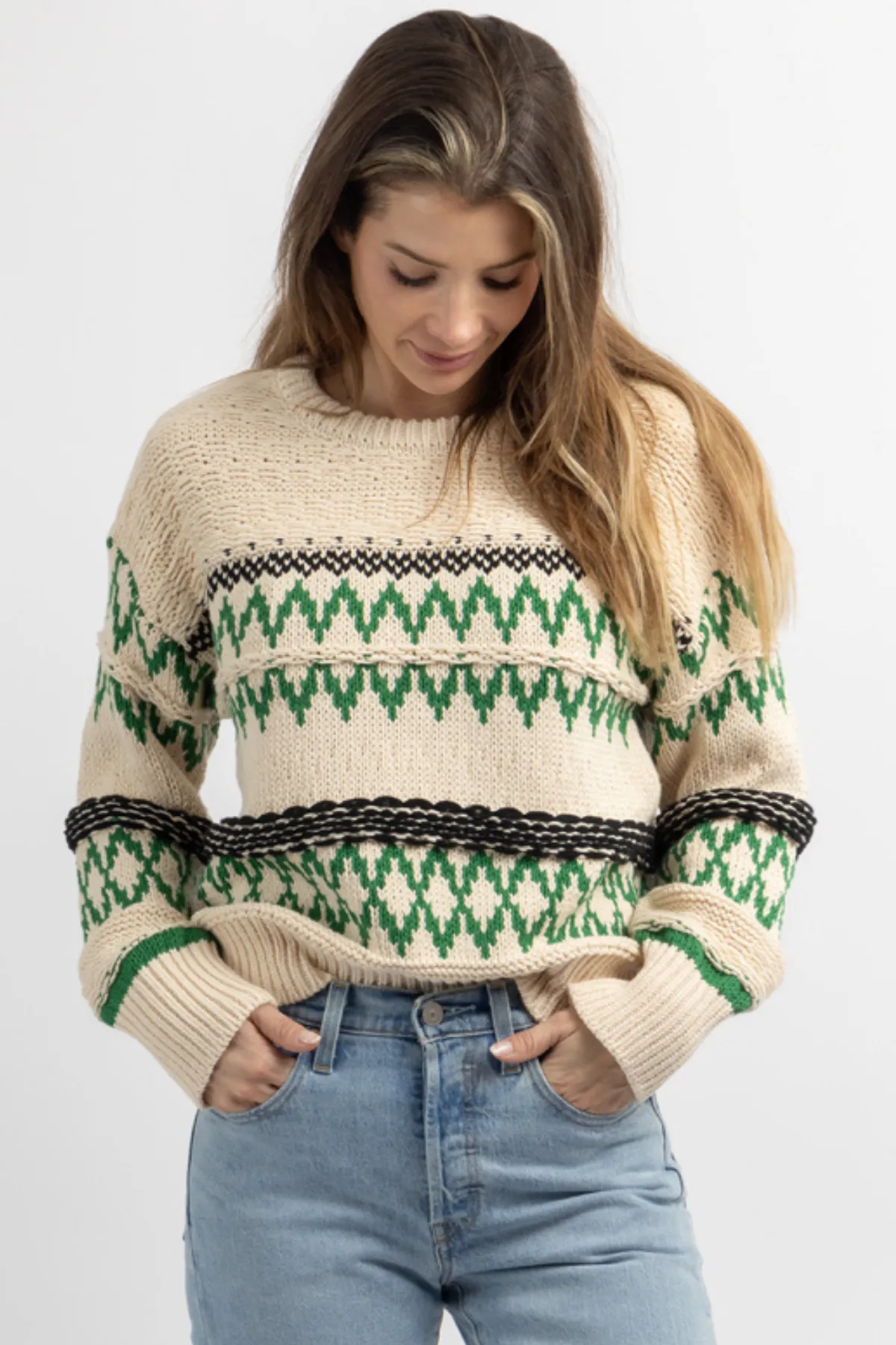 NORDIC NAVY PATTERNED SWEATER