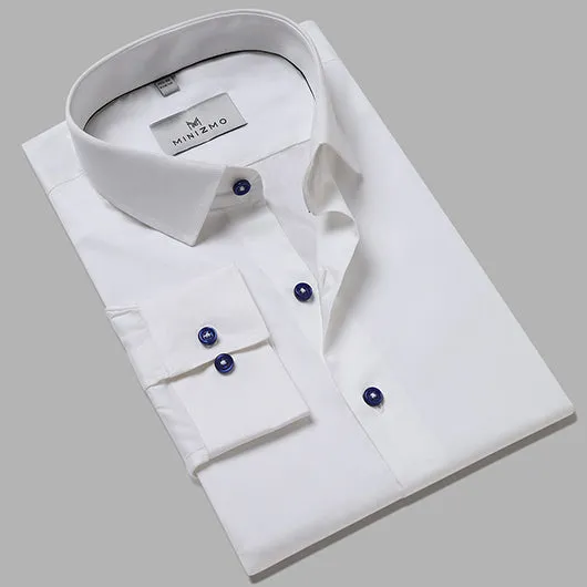 Paris White Formal Shirt with Black Buttons