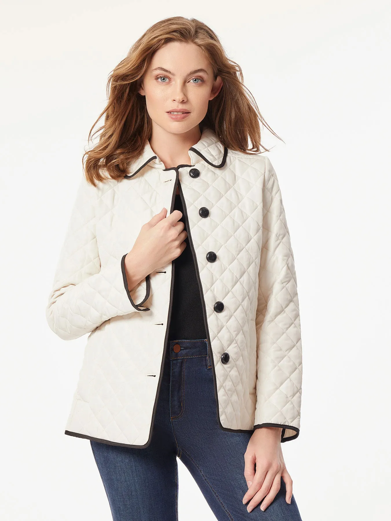 Petite Five-Button Quilted Jacket