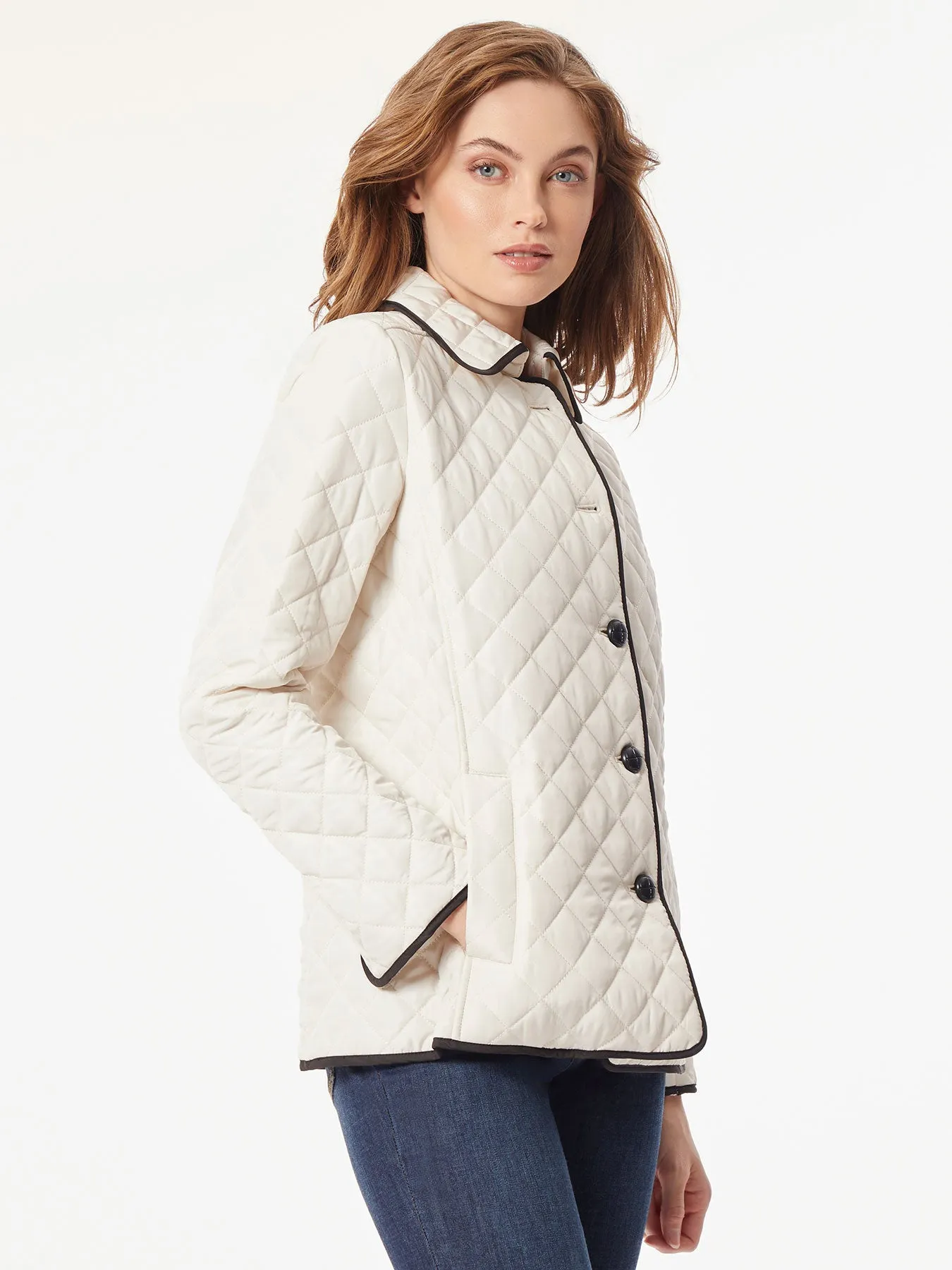 Petite Five-Button Quilted Jacket