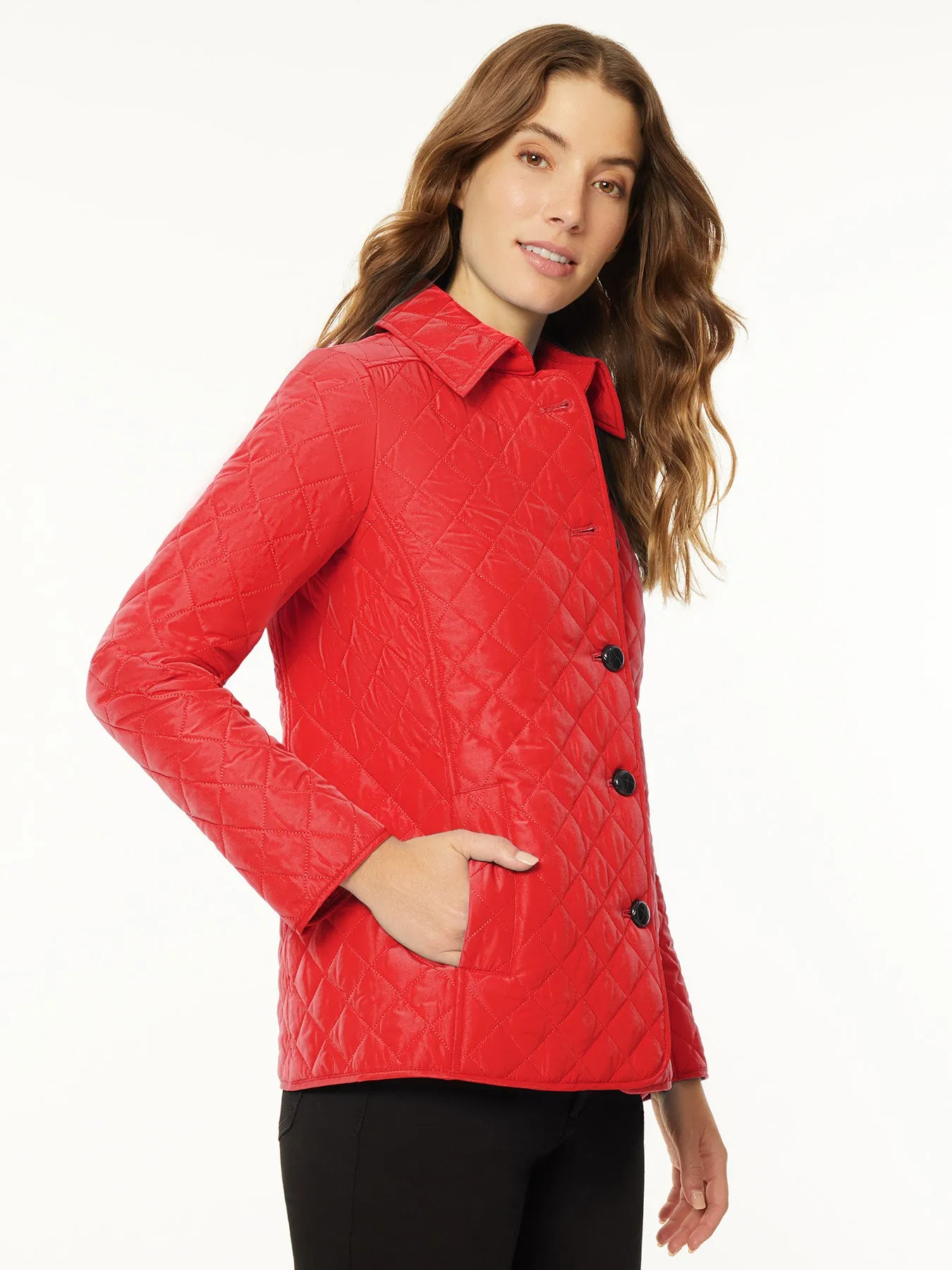 Petite Five-Button Quilted Jacket