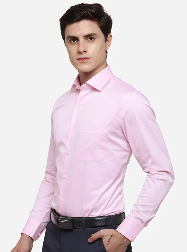 Pink Solid Slim Fit Formal Shirt | JadeBlue