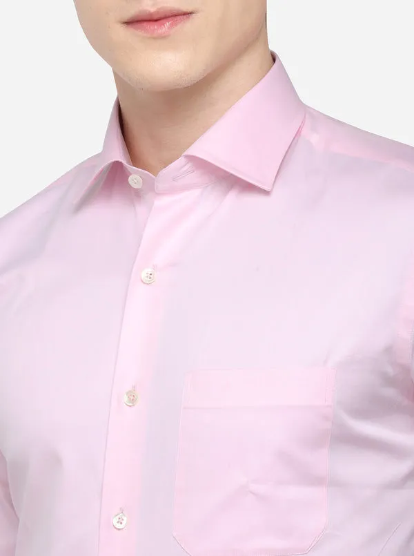 Pink Solid Slim Fit Formal Shirt | JadeBlue