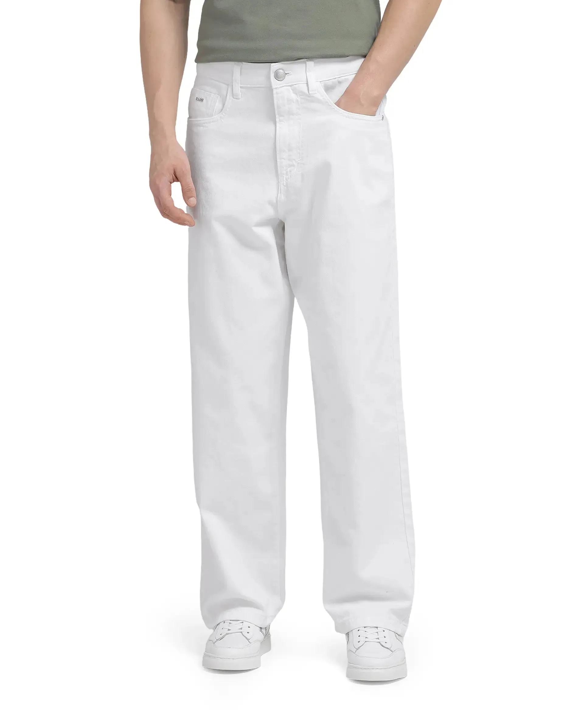 Rare Rabbit Men Bron White Plain Jeans