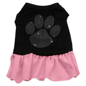 Rhinestone Clear Paw Dress Black with Pink XS (8)