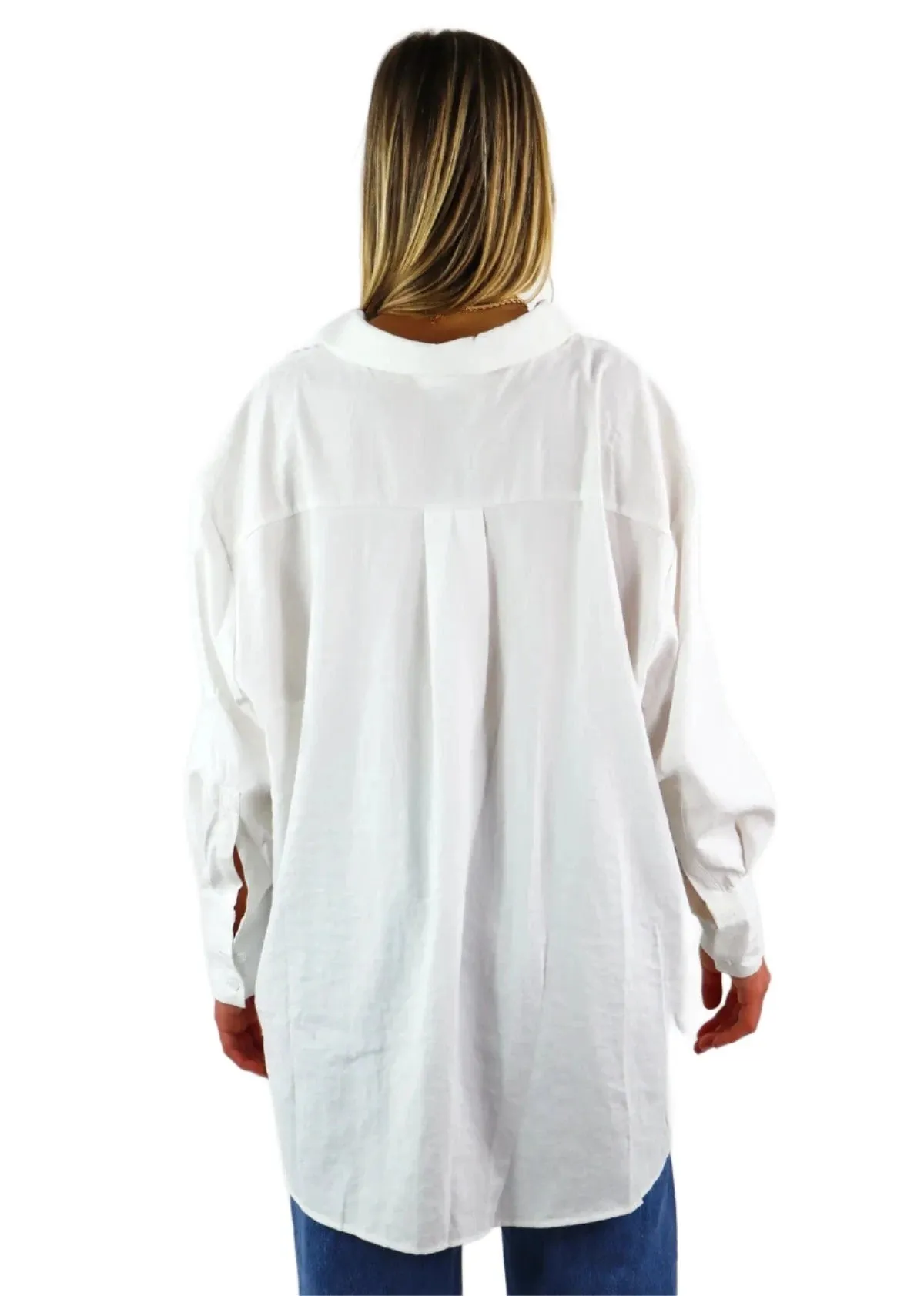 Rock N Rags - "Obsessed" Top - White - Oversized Button Down