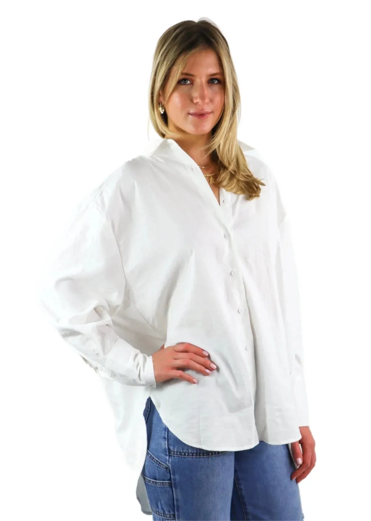 Rock N Rags - "Obsessed" Top - White - Oversized Button Down