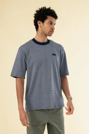 SHAPED JACQUARD TEE - NAVY