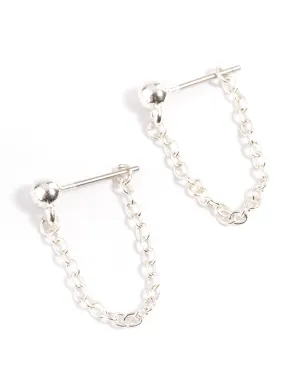 Silver Ball & Chain Jacket Earrings