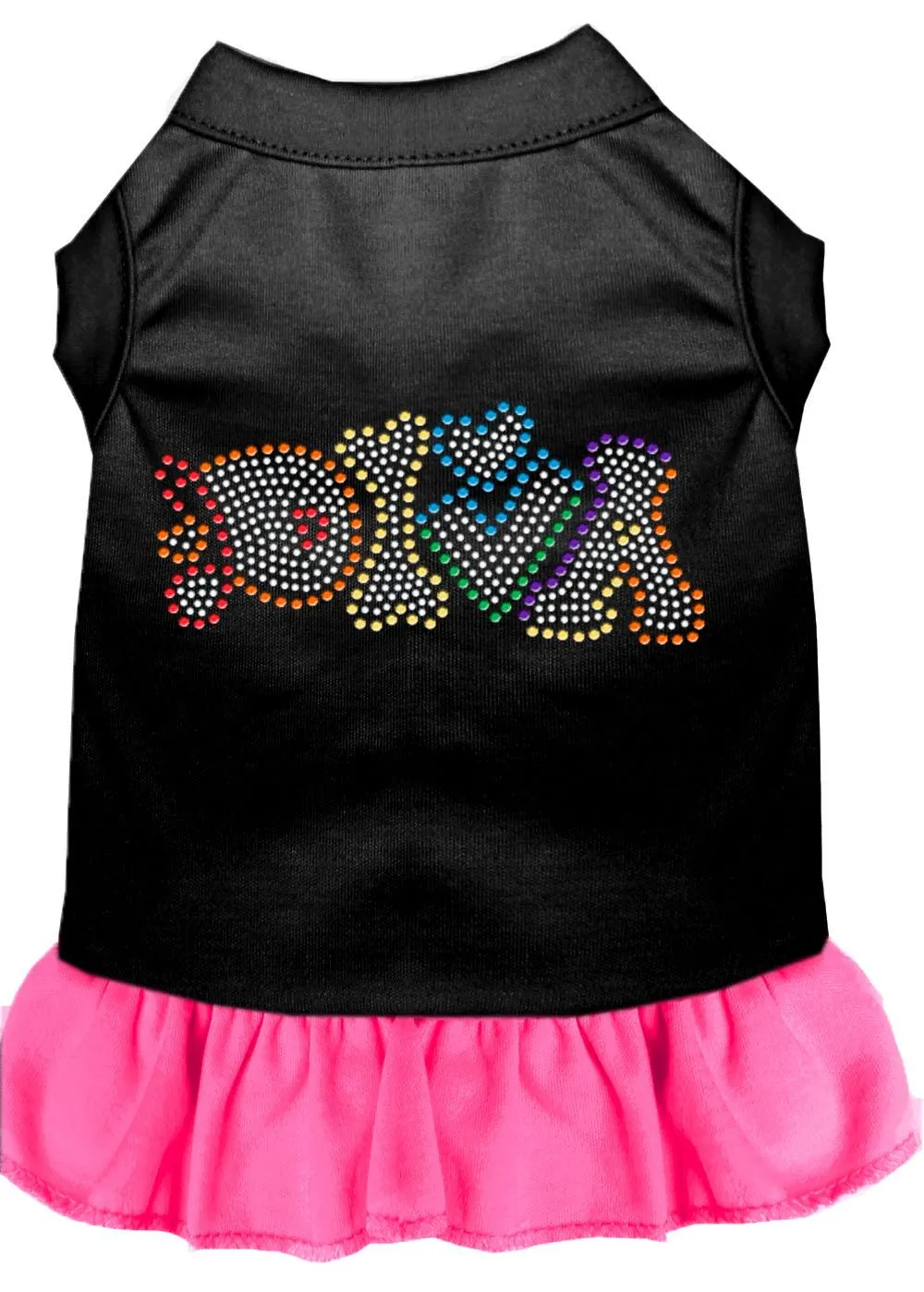 Technicolor Diva Rhinestone Pet Dress Black With Bright Pink Xs (8)