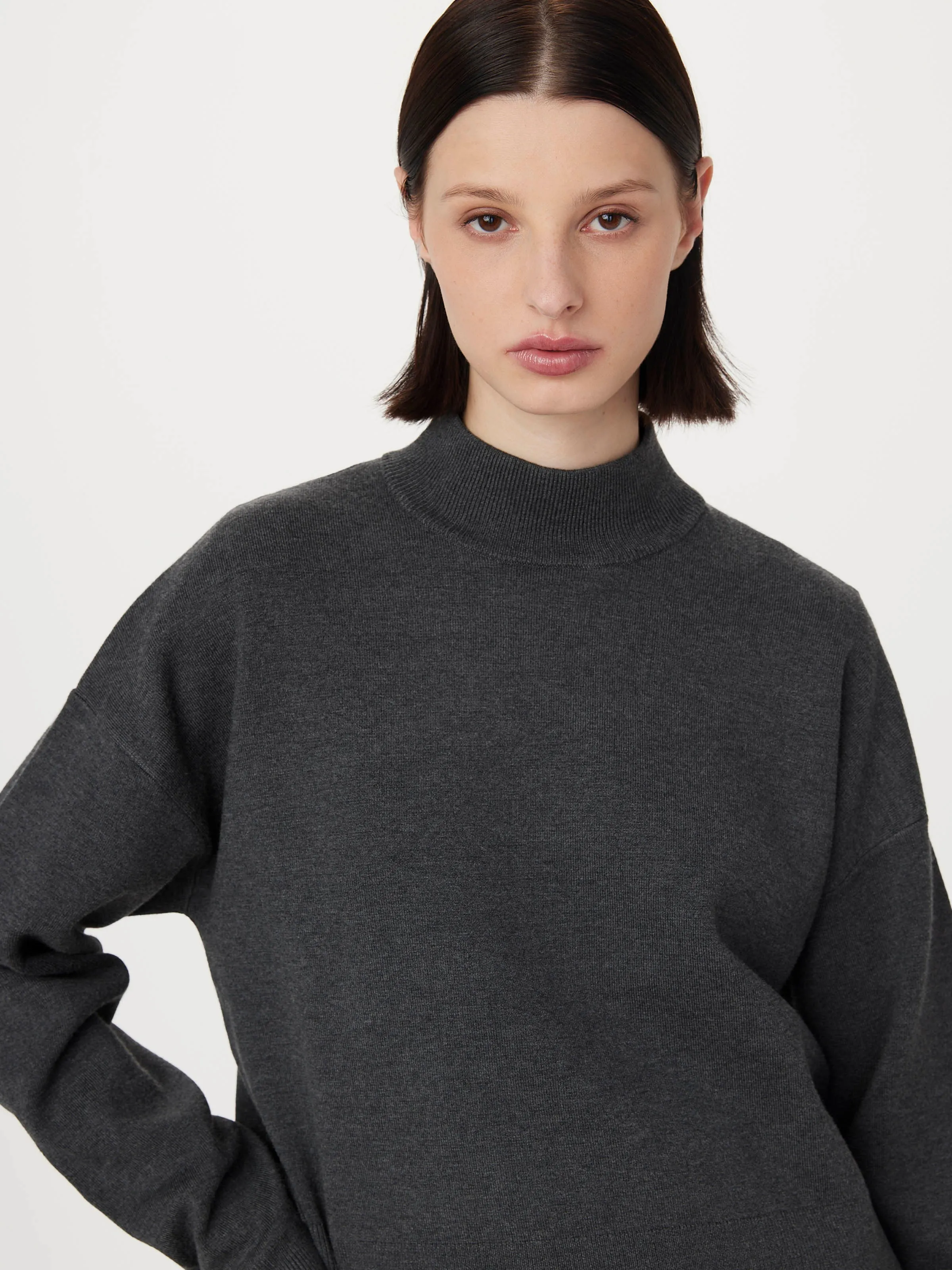 The Compact Mockneck Sweater in Cool Grey