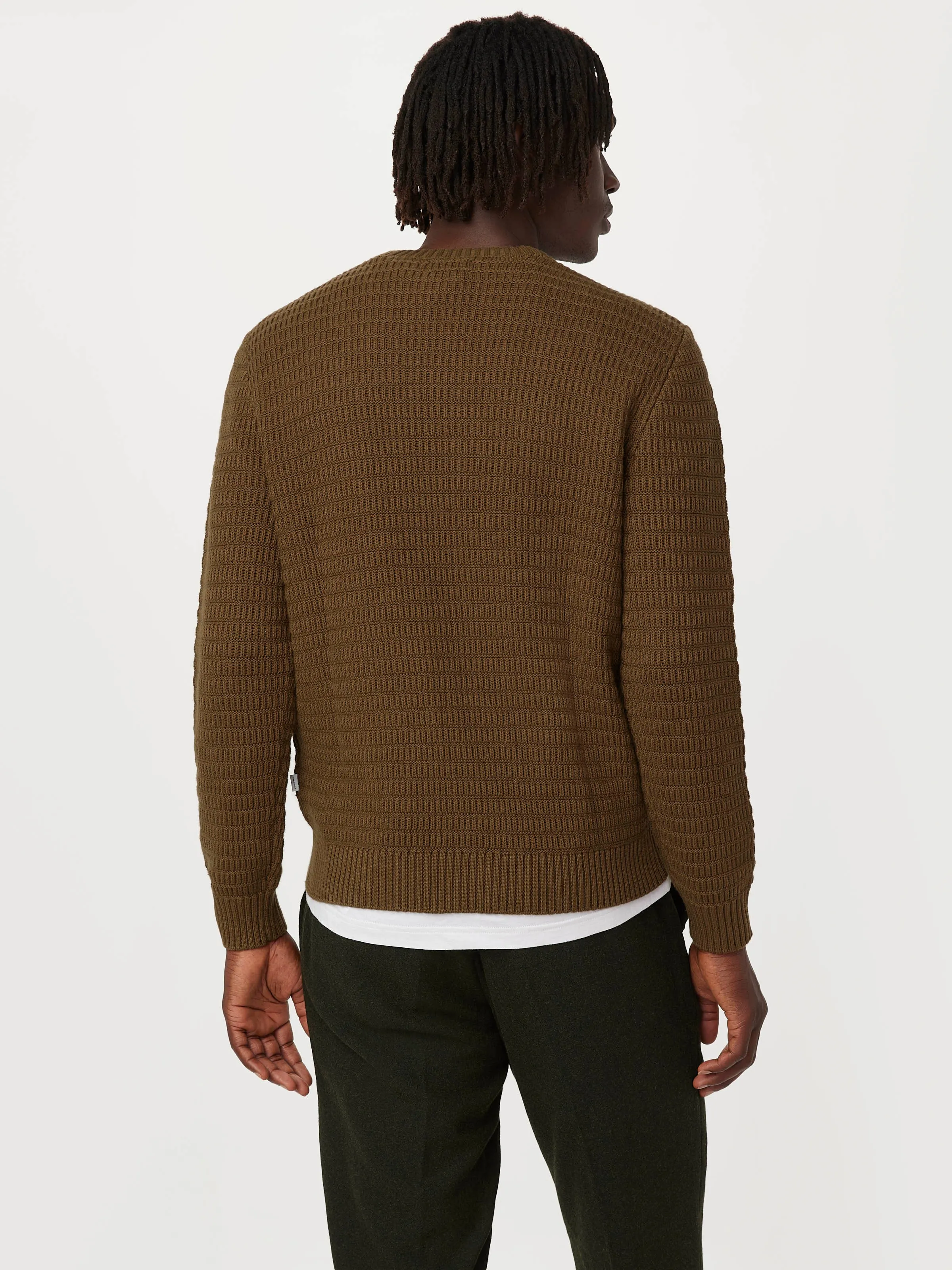 The Ribbed Crewneck Sweater in Tuscany Green