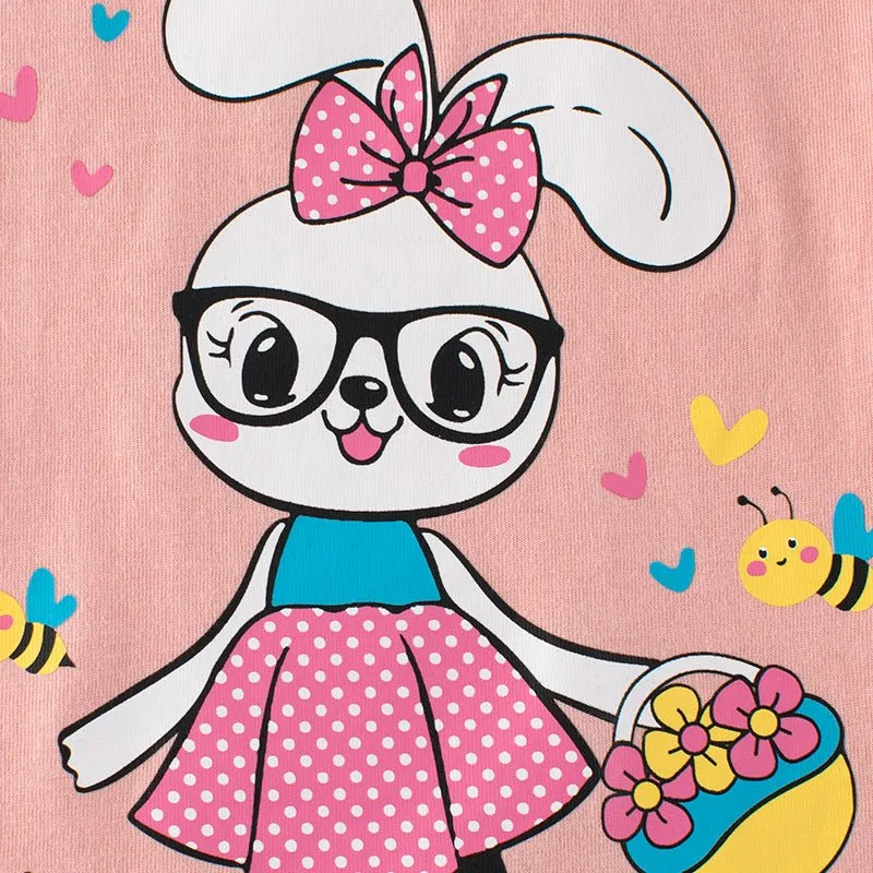 Toddler/Kid Girl's Sleeveless Bunny Print Design Pink Vest