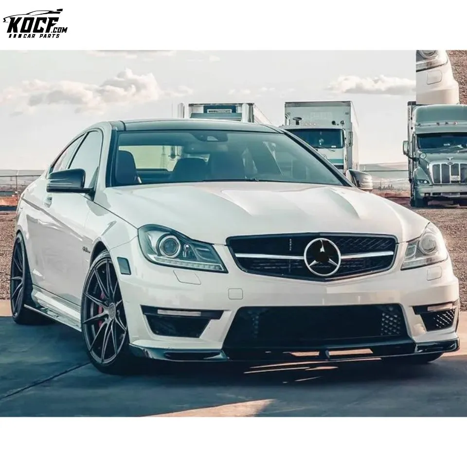 Vor style carbon fiber front bumper lip splitter spoiler for Mercedes Benz C-CLASS C63 amg W204 2012-14